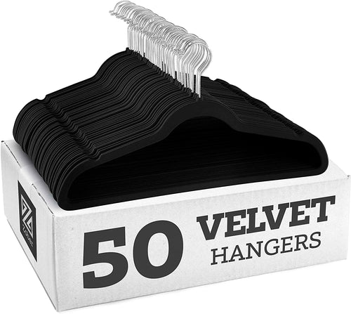 ZOBER NON-SLIP VELVET HANGERS: (PACK OF 50)