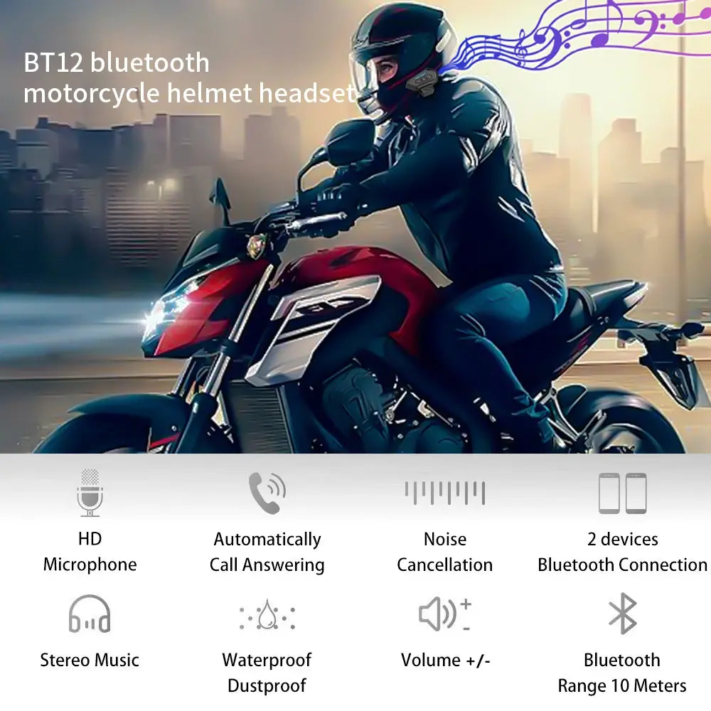 MOTOWAVE MOTORCYCLE HEADPHONES WIRELESS BLUETOOTH