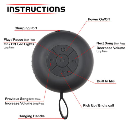RISEBASS WATERPROOF BLUETOOTH SHOWER SPEAKERPHONE